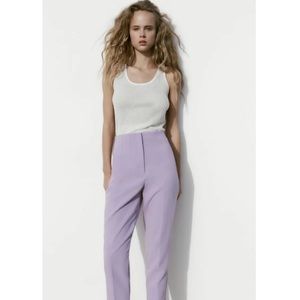 ZARA New With Tag High Waisted Trouser Pants in Lilac Purple Size Small